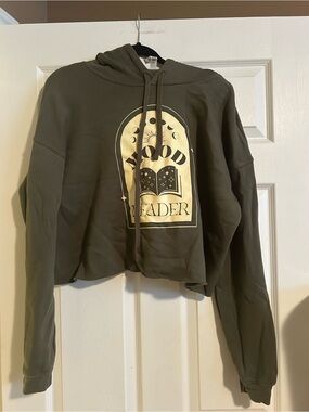 Bella+Canvas Olive Green Hoodie with Cream Graphic